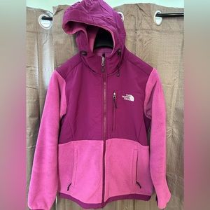 Gently used women’s pink North face Denali coat with hood
